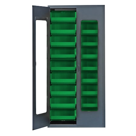 Quantum Storage Systems BEIGE SPECIALTY CABINET W/18 GREEN BINS QSC-BG-C250GN