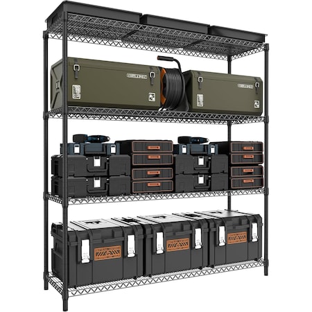 Factory 2U Wire Shelving Unit, 18inD x 41inW x 72inH, 4 Shelves, Commercial Duty, 800 lbs Per Shelf, Black 803977