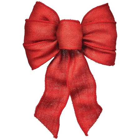 Holiday Trims Wired Bow, Burlap, Red 6122