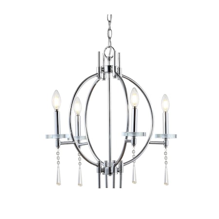 Jonathan Y Laura 23" Crystal/Metal LED Chandelier, Chrome JYL7402A