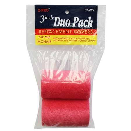 Duo-Pack 3in x 1/8in Nap Premier Z-Pro Trim Roller Cover, Mohair 205