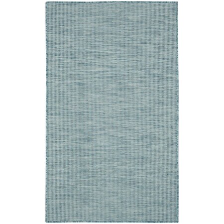 Homeroots 3' X 5' Aqua And Ivory Indoor Outdoor Area Rug 556222