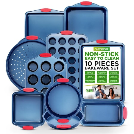Nutrichef 10-Piece Nonstick Bakeware Set, Blue NCSBSBL10
