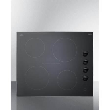 Summit Appliance 24 in. 230V 4-Burner Radiant Cooktop, Black SU460174