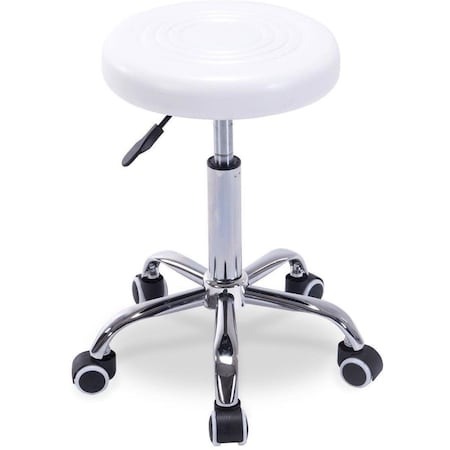Newalthlete Salon Spa Stool Round Seat Hydraulic Adjustable Height, White NE3113366
