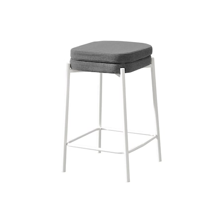 Monarch Specialties Barstool, Counter Height, Kitchen, Grey Fabric, White Metal, Contemporary, Modern, 2PK I 2227