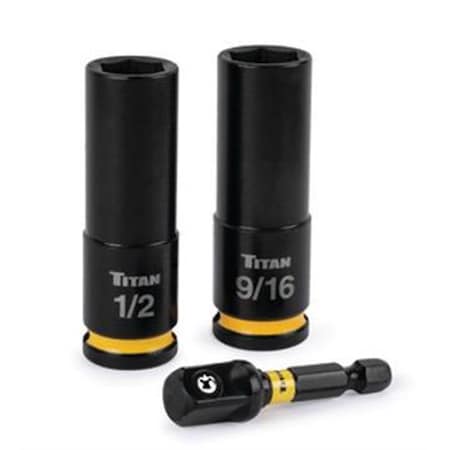 Titan 3 Pc. 3/8 In. Drive Sae 6-Point Impact Socket And Adapter Set, 1EA 48003
