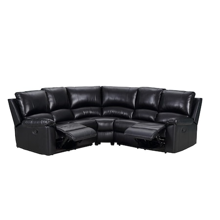 Homeroots Black Polyester Blend Power Reclining U Shaped Three Piece Corner Sectional 366243