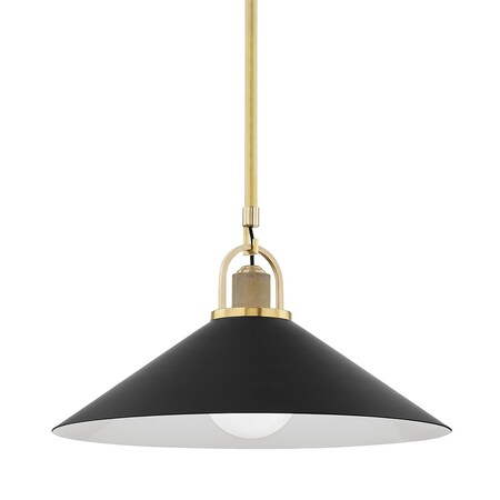 Hudson Valley Lighting Syosset 1 Light Pendant 20 In. Aged Brass/Black 2620-AGB/BK