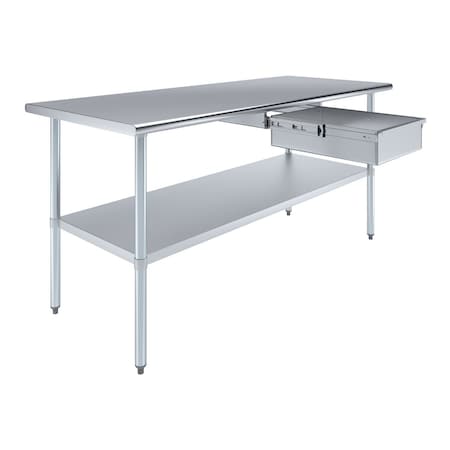 Amgood 30 in. x 72 in. Stainless Steel Table With Drawer AMG WT-3072 + DRAWER-1520-Z
