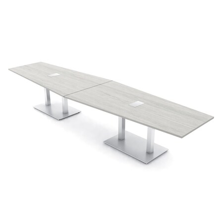 Skutchi Designs Hexagon Conference Table With Power Unit, 48 in W, 168 in L, Ivory HAR-HEX.IR-48X168-DOU-K458-ESIL