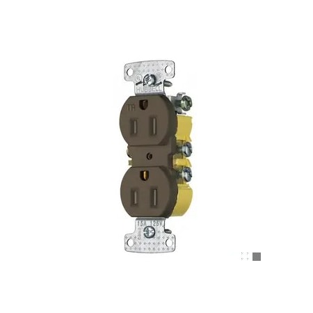 Hubbell Wiring Device-Kellems Straight Blade Receptacle, 5-15R, 15 A, 125V AC, 2 Pole, 3 Wire, Surface Mount, Grounded DR15STR