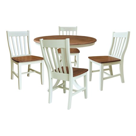 Whitewood Industries Rectangular Extension Dining Table W/ 4 Chairs, 36 in W, 29.3 in L, 48 in H, Parawood, 5 K79-36RXT-C61-4