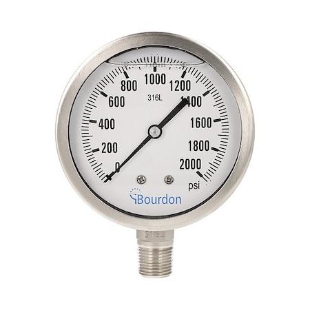 Bourdon 4 in. 0/2000 PSI 1/2 in. LM MEX5-D62.H32/0133