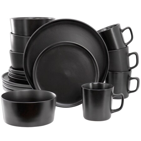 Elama Luxmatte Black 16 Piece Dinnerware Set EL-LUXMATTE-16-BLK