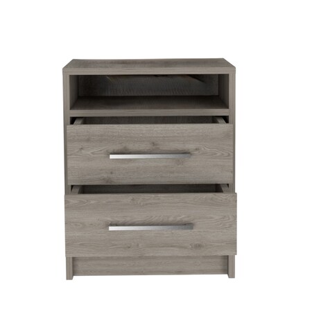 Homeroots 20" Light Gray Wood Two Drawer Nightstand 438332