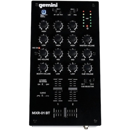 Gemini MXR-01BT 2-Channel Professional DJ Mixer with Bluetooth Input MXR-01BT