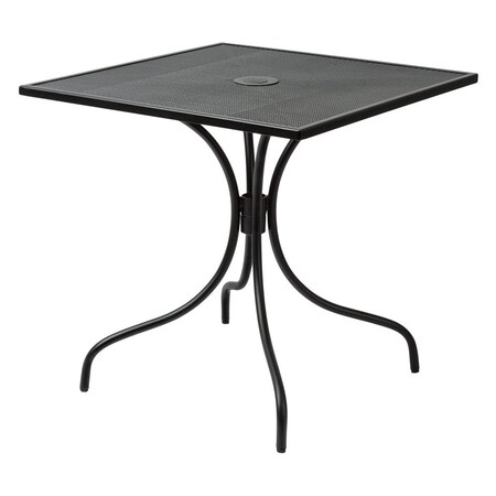 Bfm Seating Barnegat Dining Height Table 30x30 E-Coated, Powder Coated Micro-Mesh Steel - Black - Umbrella hole SU3030BL-D
