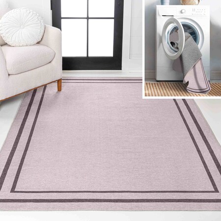 Jonathan Y Sloane Classic 2-Stripe Border Non-Slip Washable Light Purple/Dark Purple 8ft x 10ft Area Rug WSH125D-8