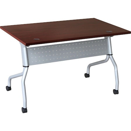 Lorell Rectangle Lorell Mahogany Flip Top Training Table, 23.6 W, 48 L, 29.5 H, Nylon Top, Mahogany LLR60722