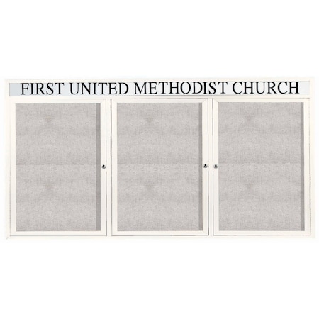 Aarco Outdoor Enclosed Bulletin Board w/ Al Frame Header, Powder Coated Ivory, 36''Hx72''W ODCC3672-3RHIV