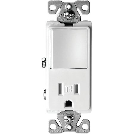 Eaton Wiring Devices Combination Switch/Receptacle, 1 -Pole, 15 A, 120/277 V, White TR7730W