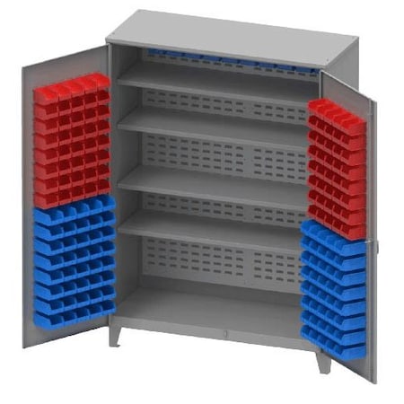Pucel Flush Door Bin Cabinet with 6 in LEGS, 60 in W x 90 in H x 24 in D, Light Blue HDBC-6084-40-170-L