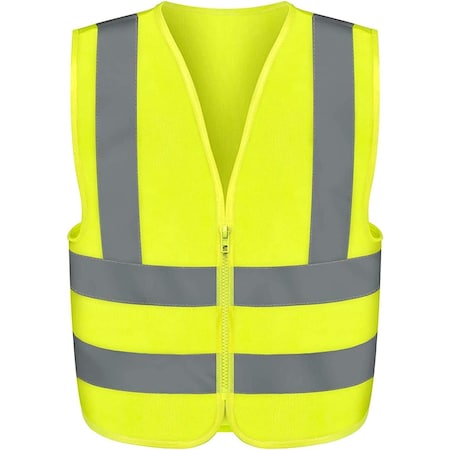 Neiko High Visibility Safety Vest with Reflective Strips, XX-Large, Neon Yellow, Zipper Front For Safety 53943A