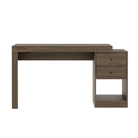 Homeroots 58" Walnut Wood Writing Desk With Two Drawers 723767