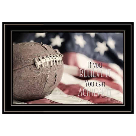 Homeroots Football Believe It 2 Black Framed Print Wall Art 405003
