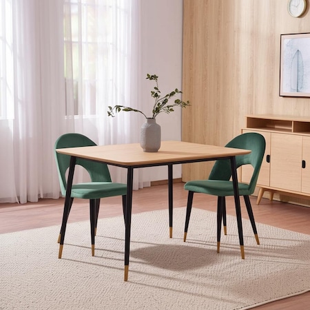 Homeroots Set of Two Green Black and Gold Upholstered Velvet Open Back Dining Side Chairs 555791