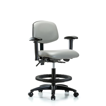Blue Ridge Ergonomics Chair, Vin, Med Bench, Tilt AA BF Cast, Dov, 6-Way Adjustable, 22" to 29" Height, Dove BR-VMBCH-RG-T1-A1-BF-RC-8567