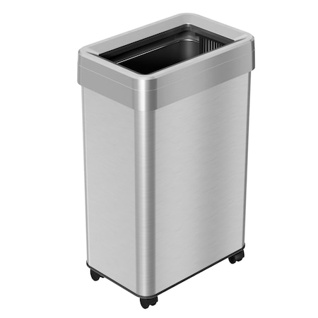 Hls Commercial 16 gal Rectangular Indoor Metal Can, Silver, Open Top, Stainless Steel, 10.4 in HLS16UOTM