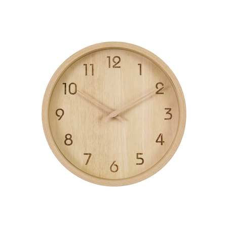 Monarch Specialties Clocks, 12-in. Round, Juvenile, Wall Clock, Natural Face, Natural Frame, Contemporary, Modern I 9120