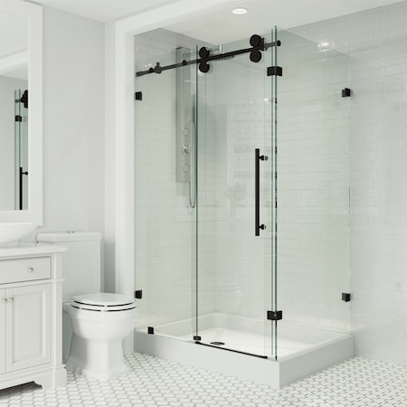 Vigo 36 in. L x 48 in. W x 79 in. H Frameless Sliding Rectangle Shower Enclosure Kit in Matte Black VG6051MBCL48WL