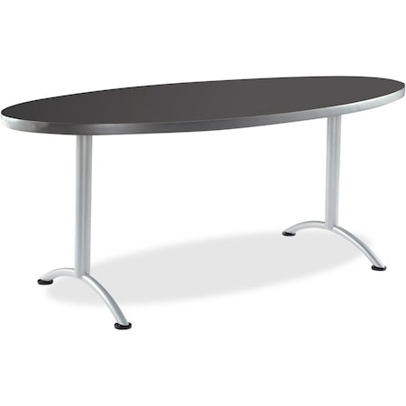 Iceberg ARC Oval Table, Graphite Top, Silver Steel Frame, 36 in W x 72 in L 69427