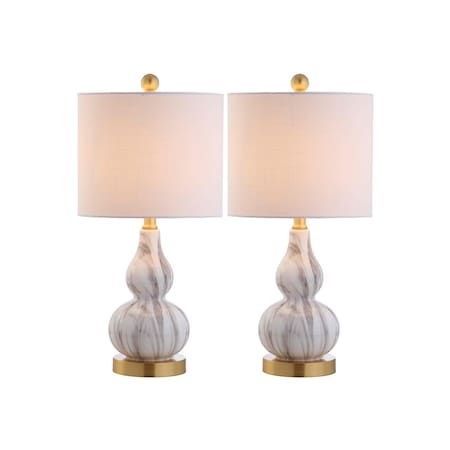 Jonathan Y Anya 20.5" Mini Glass Table Lamp, Black/White, 2PK JYL1028D-SET2