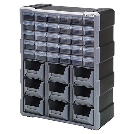 Quantum Storage Systems Drawer Bin Cabinet, Polypropylene, Black PDC-930BK