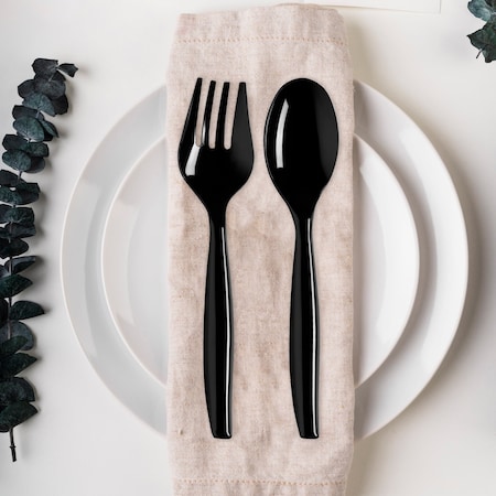 Smarty Had A Party Black Disposable Plastic Serving Flatware Set, 300PK 2650-B-CS-CASE