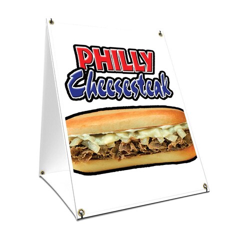 Signmission Philly Cheesesteak, 36 Inch x 24 Inch A-frame Yard Sign, Plastic Sign SBC-2436-Philly Cheesesteak