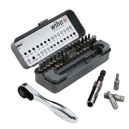 Wiha 32 Piece GoBox Standard Bit Set with Mini Ratchet 74984