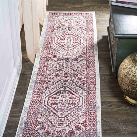 Jonathan Y Boho Cottage Medallion Red/Ivory 2 ft. x 10 ft. Runner Rug MDP501A-210