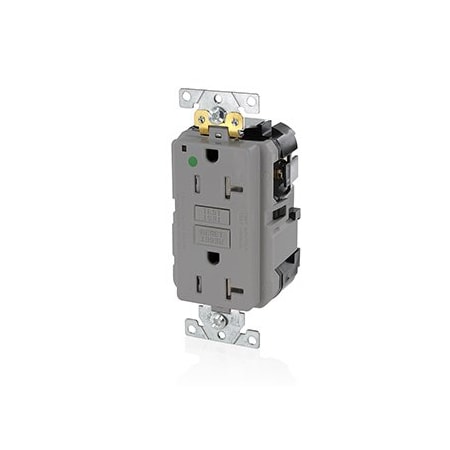 Leviton Self-Test GFCI Receptacle, Lev-Lok, 20 Amp, 125 VAC, 5-20R NEMA MGFT2-HGG