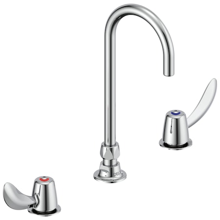 Delta Commercial 23C6 Two Handle Widespread Lavatory Faucet With Gooseneck Spout - Less Pop-Up In Chrome 23C672