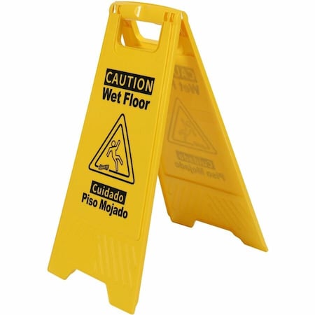 Genuine Joe Universal Graphic Wet Floor Sign - Foldable - Yellow - 1 Each GJO85117