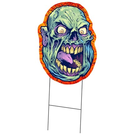 Amistad 24 in. Tall Single Sided Yard Sign with Stake - Zombie Monster AM3253384
