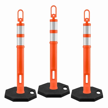 Jrex Safety 42 in Ring Loop Orange Traffic Delineator Post with 13 LB PVC Base, 3PK DLRB-JR-ORG-42-3PK