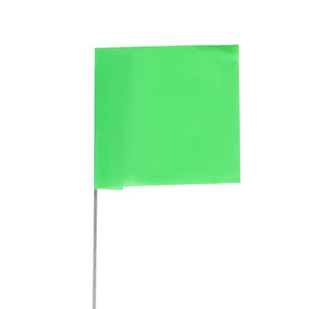 Zoro Select Marking Flag, Vinyl, 15" Wire Staff, Solid, 15" L., 100 PK 2315GG-200