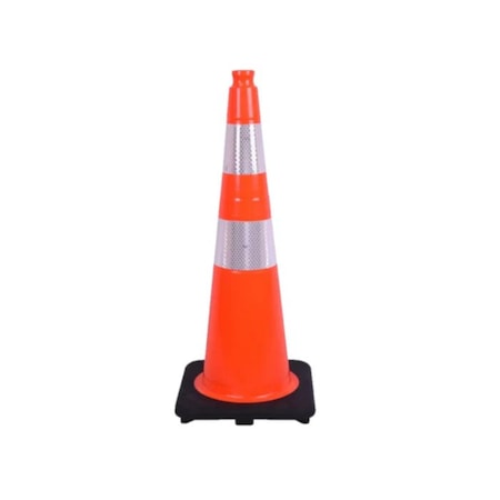 Traffic Kontrol 28in Traffic Safety Cone - 5 Lbs - Orange - 6in +4in Hi Intensity Reflective Collars - 1PC TKTC-28-5-OR-2C