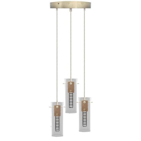 Westgate TRIPLE HOLOGRAM PENDANT INTEGRATED LED WITH FROSTED SQ GLASS SHADES, ROUND CONFIG, 18W 900LM C90 LCFH-3LR-MCT5